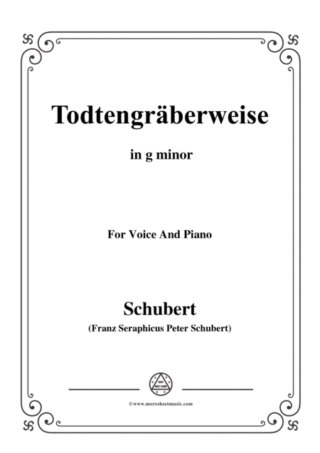 Free Sheet Music Schubert Todtengrberweise Gravediggers Song D 869 In G Minor For Voice Piano