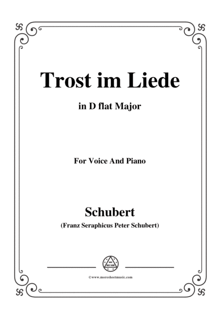 Schubert Trost Im Liede In D Flat Major For Voice And Piano Sheet Music