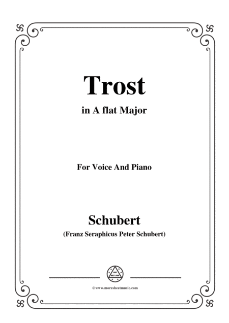 Free Sheet Music Schubert Trost In A Flat Major For Voice Piano