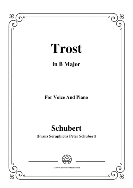 Free Sheet Music Schubert Trost In B Major For Voice Piano