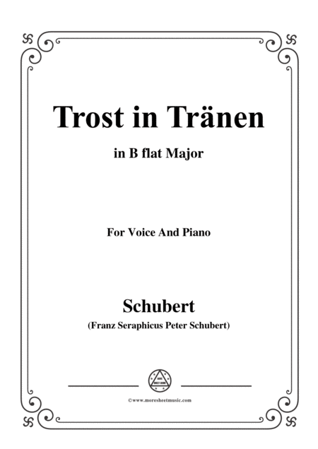 Schubert Trost In Trnen In B Flat Major For Voice Piano Sheet Music