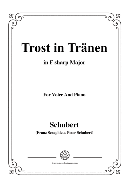 Free Sheet Music Schubert Trost In Trnen In F Sharp Major For Voice Piano