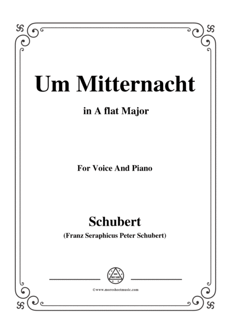 Schubert Um Mitternacht At Midnight Op 88 No 3 In A Flat Major For Voice Piano Sheet Music