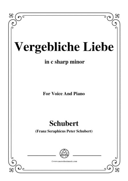 Schubert Vergebliche Liebe Op 173 No 3 In C Sharp Minor For Voice Piano Sheet Music