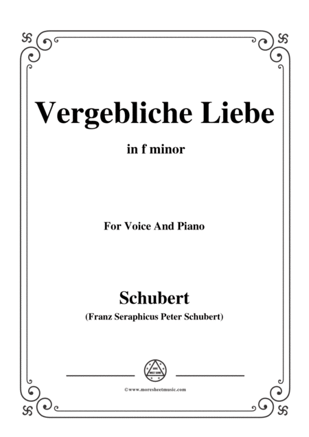 Free Sheet Music Schubert Vergebliche Liebe Op 173 No 3 In F Minor For Voice Piano