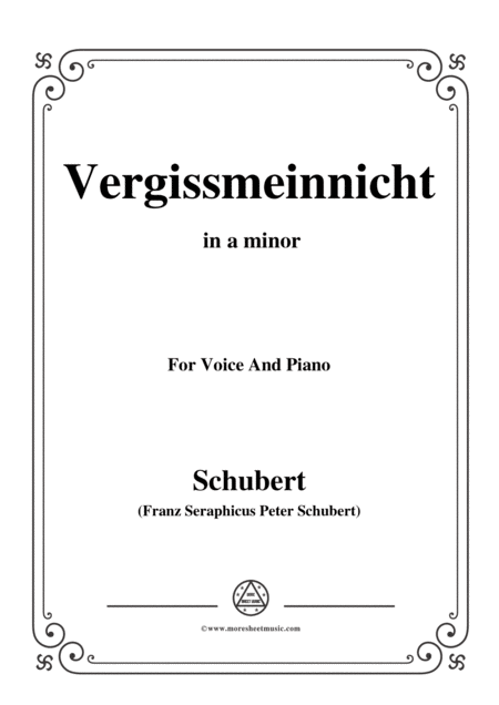 Schubert Vergissmeinnicht In A Minor For Voice And Piano Sheet Music