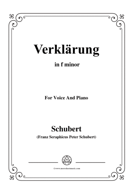 Free Sheet Music Schubert Verklrung In F Minor For Voice Piano