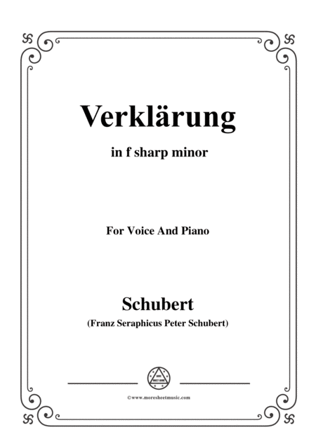 Free Sheet Music Schubert Verklrung In F Sharp Minor For Voice Piano