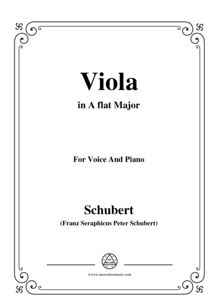 Schubert Viola Violet Op 123 D 786 In A Flat Major For Voice Piano Sheet Music