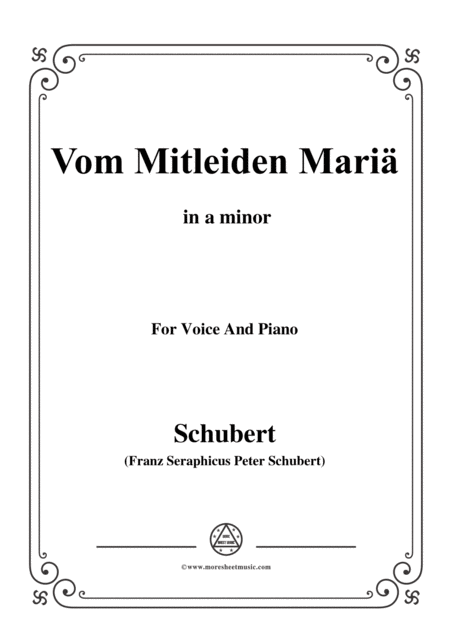 Free Sheet Music Schubert Vom Mitleiden Mari In A Minor For Voice And Piano