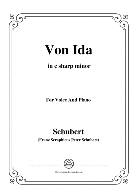 Schubert Von Ida In C Sharp Minor For Voice And Piano Sheet Music