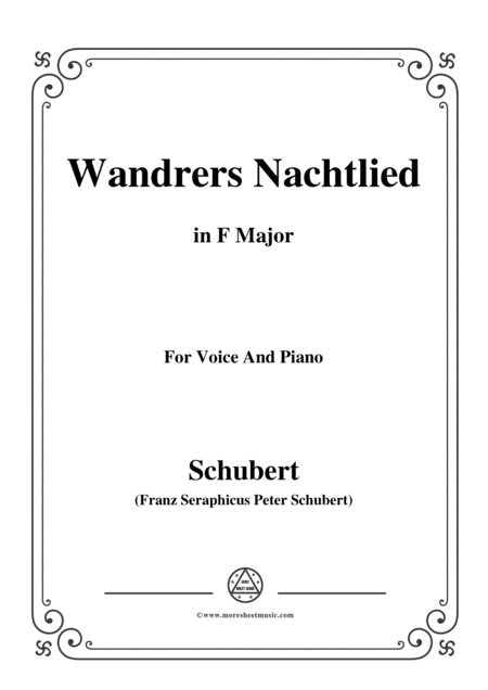 Schubert Wandrers Nachtlied In F Major Op 4 No 3 For Voice And Piano Sheet Music