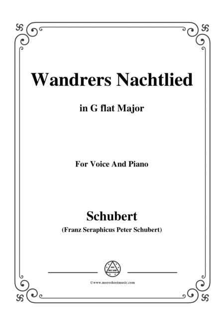 Schubert Wandrers Nachtlied In G Flat Major Op 4 No 3 For Voice And Piano Sheet Music