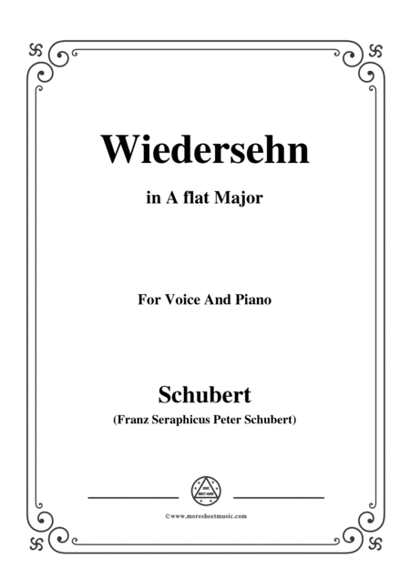 Free Sheet Music Schubert Wiedersehn In A Flat Major For Voice And Piano