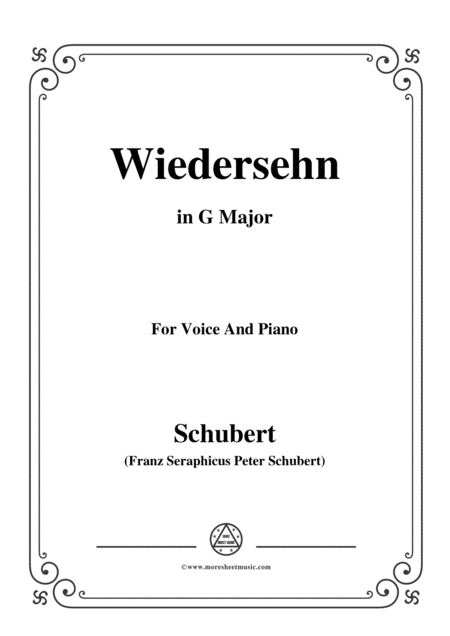 Schubert Wiedersehn In G Major For Voice And Piano Sheet Music