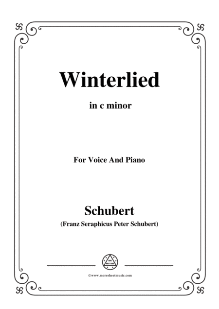 Schubert Winterlied In C Minor For Voice Piano Sheet Music