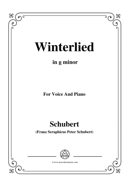 Schubert Winterlied In G Minor For Voice Piano Sheet Music