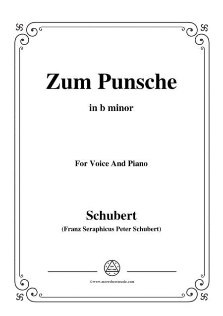 Schubert Zum Punsche In B Minor For Voice Piano Sheet Music