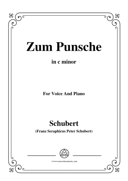 Schubert Zum Punsche In C Minor For Voice Piano Sheet Music