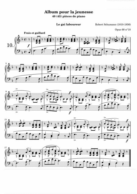 Free Sheet Music Schumann Album For The Young Op 68 10 The Happy Farmer Partitura E Interpretacin