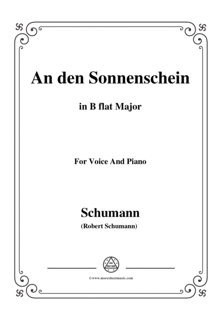 Schumann An Den Sonnenschein In B Flat Major For Voice And Piano Sheet Music