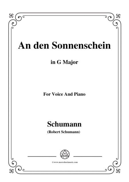 Schumann An Den Sonnenschein In G Major For Voice And Piano Sheet Music