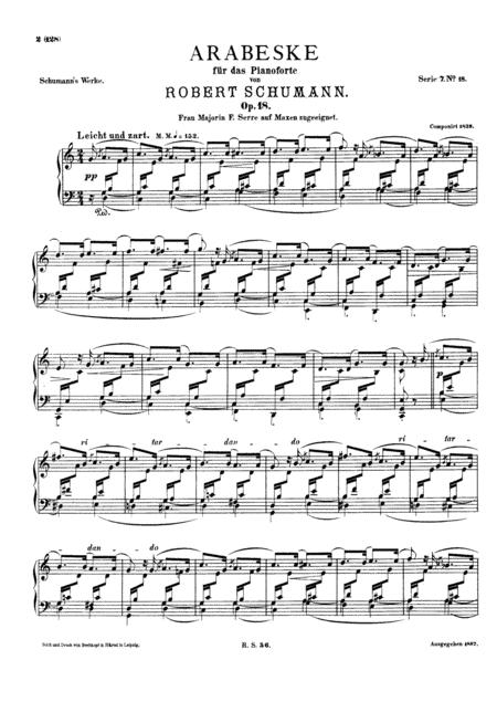 Free Sheet Music Schumann Arabeske In C Op 18 Complete Version