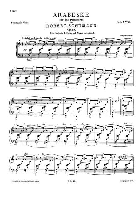 Schumann Arabeske In C Op 18 Complete Version Sheet Music