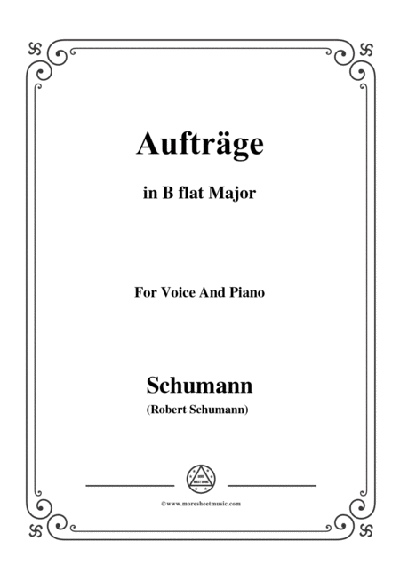 Schumann Auftrge In B Flat Major Op 77 No 5 For Voice And Piano Sheet Music