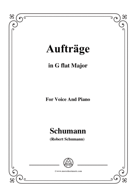 Schumann Auftrge In G Flat Major Op 77 No 5 For Voice And Piano Sheet Music