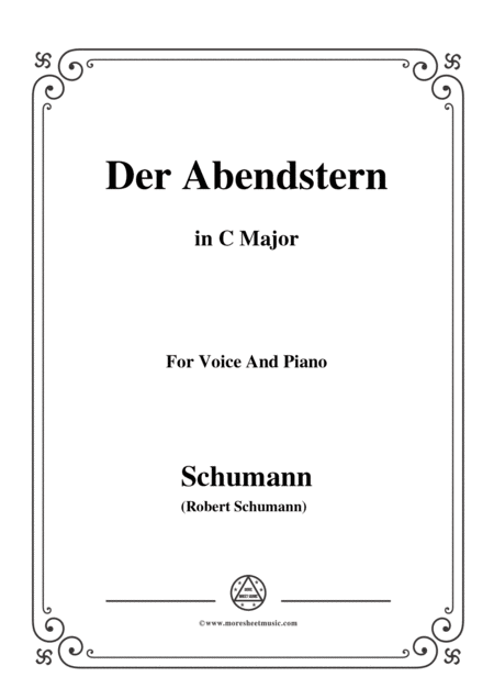 Schumann Der Abendstern In C Major Op 79 No 1 For Voice And Piano Sheet Music