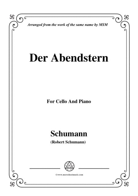 Free Sheet Music Schumann Der Abendstern Op 79 No 1 For Cello And Piano