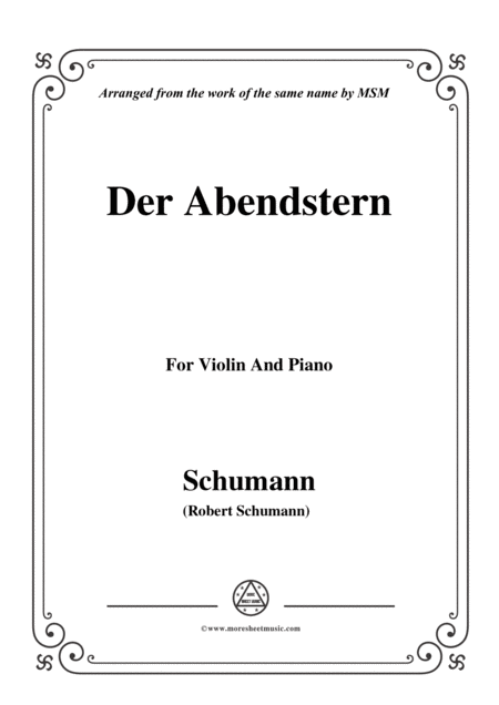 Schumann Der Abendstern Op 79 No 1 For Violin And Piano Sheet Music