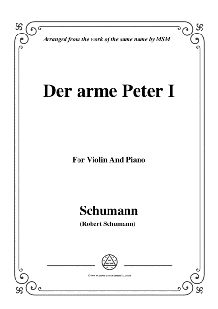 Schumann Der Arme Peter 1 For Violin And Piano Sheet Music