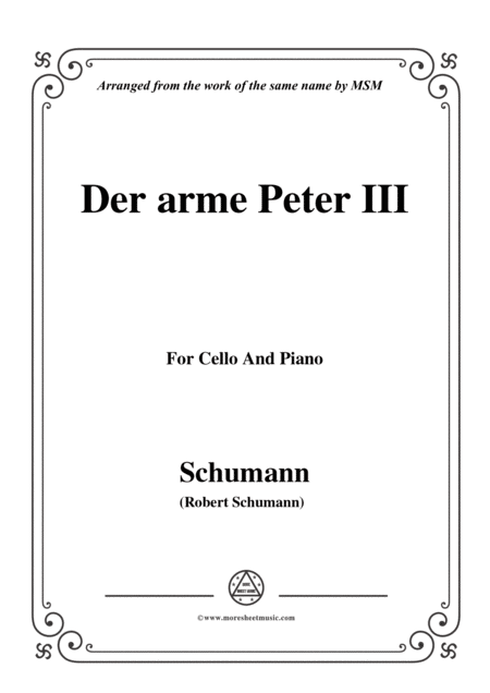 Free Sheet Music Schumann Der Arme Peter 3 For Cello And Piano