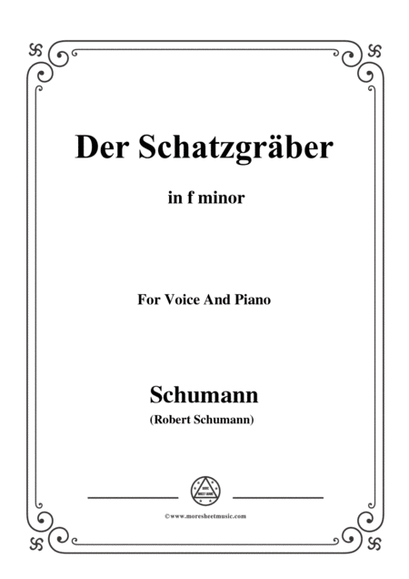 Schumann Der Schatzgrber In F Minor For Voice And Piano Sheet Music