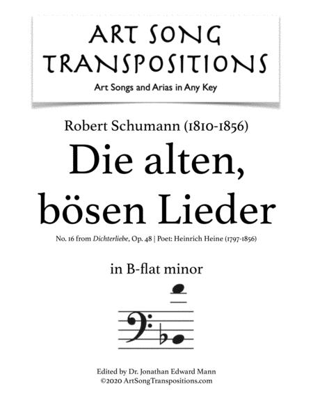 Schumann Die Alten Bsen Lieder Op 48 No 16 Transposed To B Flat Minor Bass Clef Sheet Music