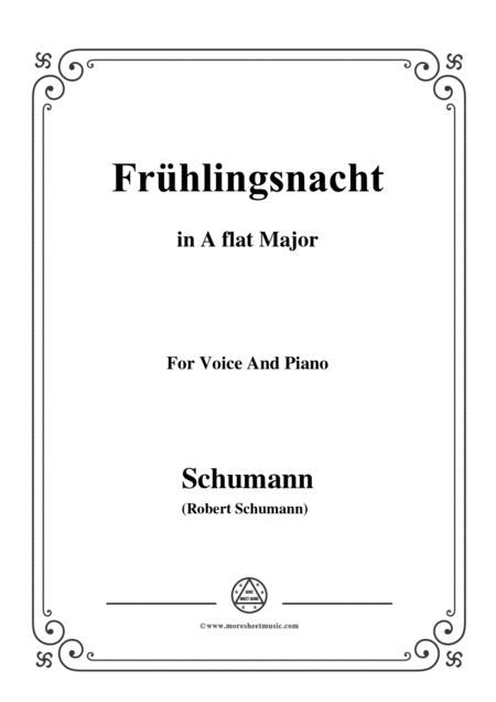 Schumann Frhlingsnacht In A Flat Major For Voice And Piano Sheet Music