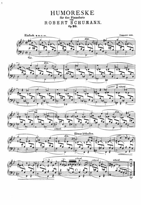 Schumann Humoreske Op 20 Complete Version Sheet Music