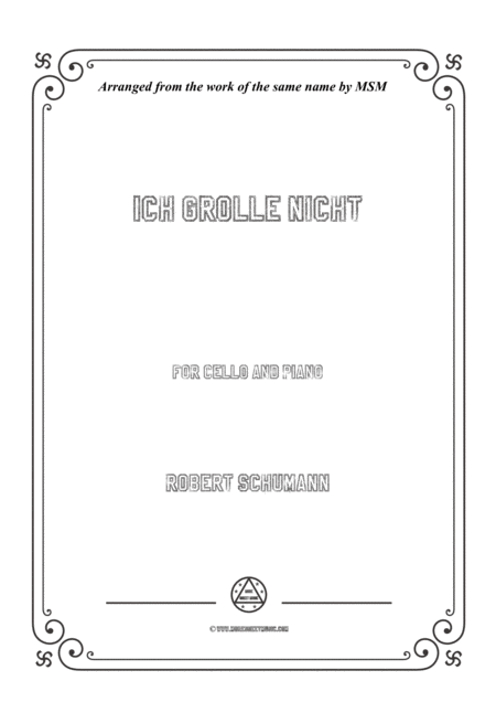 Schumann Ich Grolle Nicht For Cello And Piano Sheet Music