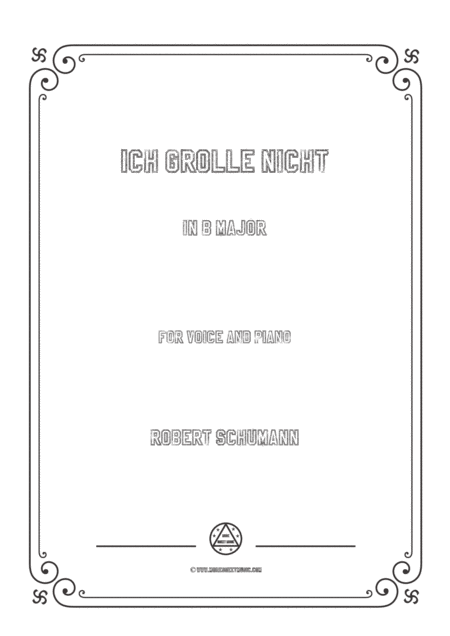 Free Sheet Music Schumann Ich Grolle Nicht In B Major For Voice And Piano