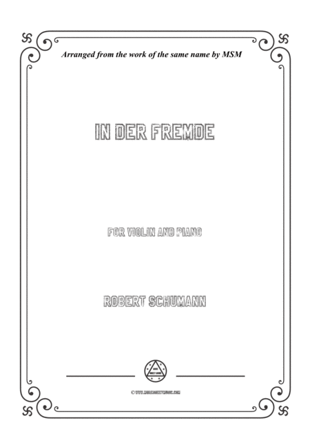 Free Sheet Music Schumann In Der Fremde For Violin And Piano