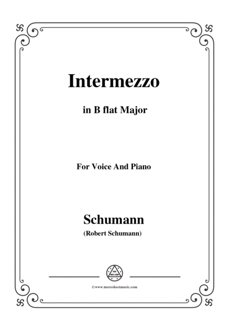 Free Sheet Music Schumann Intermezzo In B Flat Major For Voice And Piano
