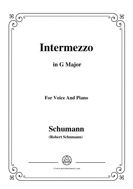 Schumann Intermezzo In G Major For Voice And Piano Sheet Music