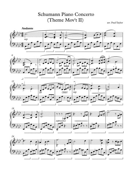 Free Sheet Music Schumann Piano Concerto Theme Movt 1