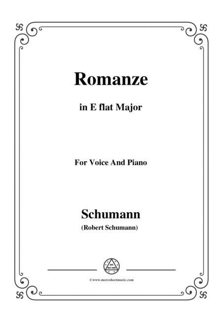 Schumann Romanze In E Flat Major For Voice And Piano Sheet Music