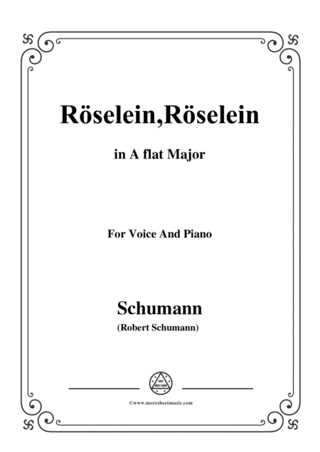 Free Sheet Music Schumann Rselein Rselein In A Flat Major For Voice And Piano