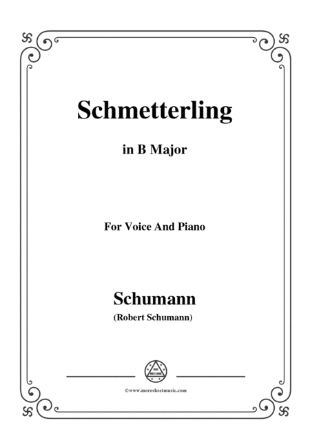 Schumann Schmetterling In B Major Op 79 No 2 For Voice And Piano Sheet Music