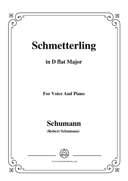 Schumann Schmetterling In D Flat Major Op 79 No 2 For Voice And Piano Sheet Music