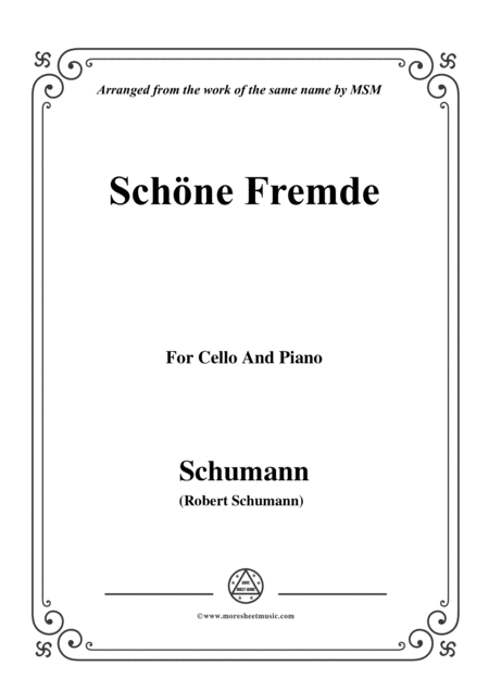 Schumann Schne Fremde For Cello And Piano Sheet Music